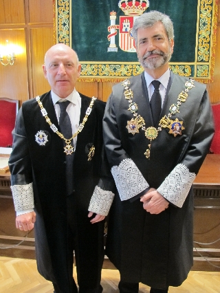El presidente del TSJCLM, Vicente Rouco, y Carlos Lesmes, presidente del TS y del CGPJ